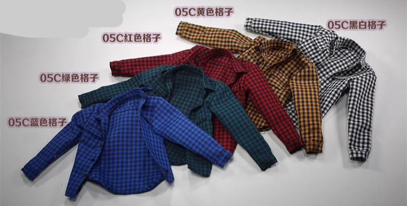 Casual Wear Open Collar Plaid Shirt & Multi Pocket Cargo Pants variety
