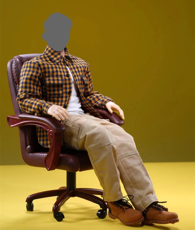 Casual Wear Open Collar Plaid Shirt & Multi Pocket Cargo Pants variety