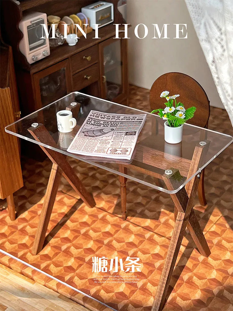 Galaxy Transparent table top, Wood Chair selection