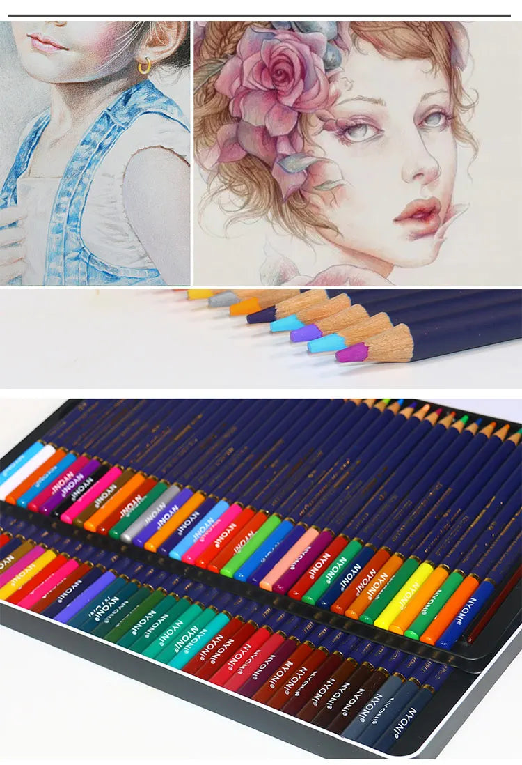 NYONI Watercolor Pencil 12/24/36/48/72/100 Water Soluble Vibrant Colored Pencils Tin Box