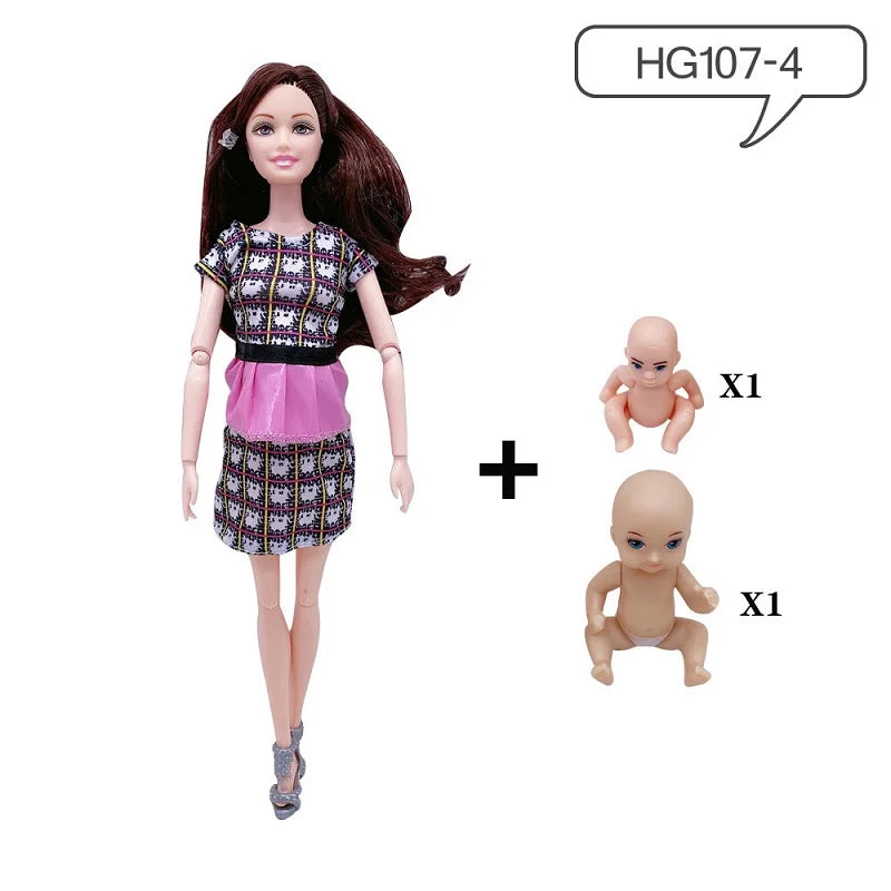 Movable Joints Pregnant Dolls Mom With 2 Babies 11.8''/30cm