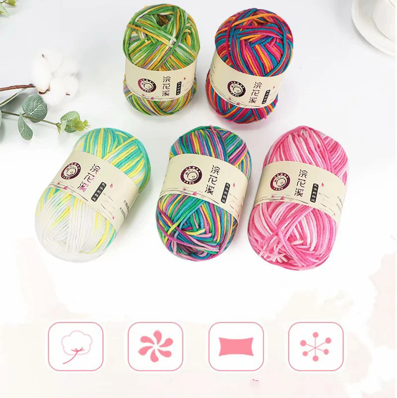 Colorful Soft Cotton Yarn 5Strands 50g 2.5mm