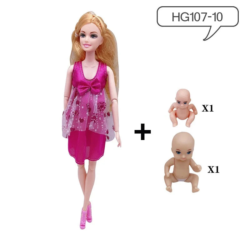 Movable Joints Pregnant Dolls Mom With 2 Babies 11.8''/30cm