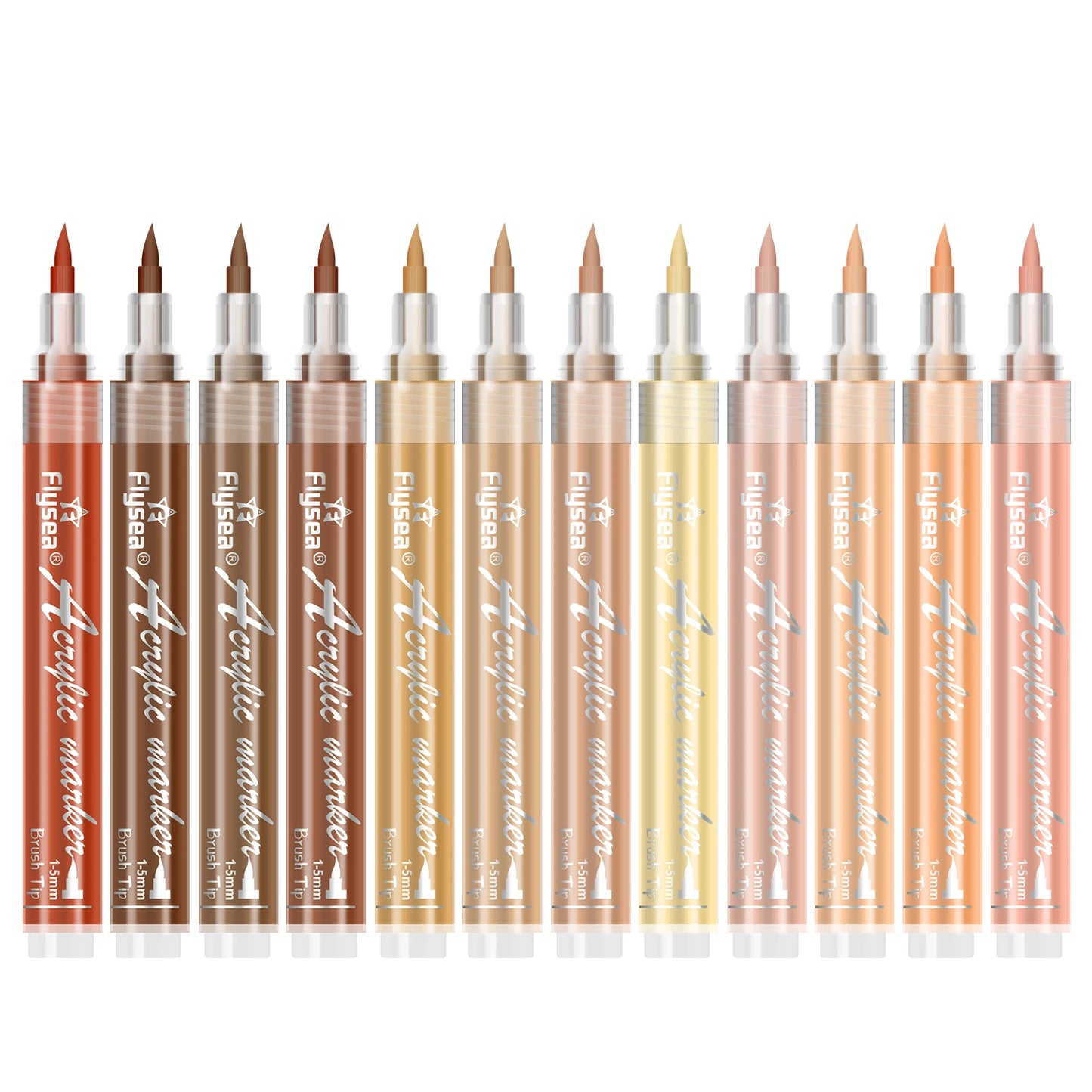 12 Acrylic Skin Tone Colors Paint Pens Brush