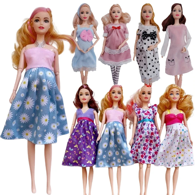 Movable Joints Pregnant Dolls Mom With 2 Babies 11.8''/30cm