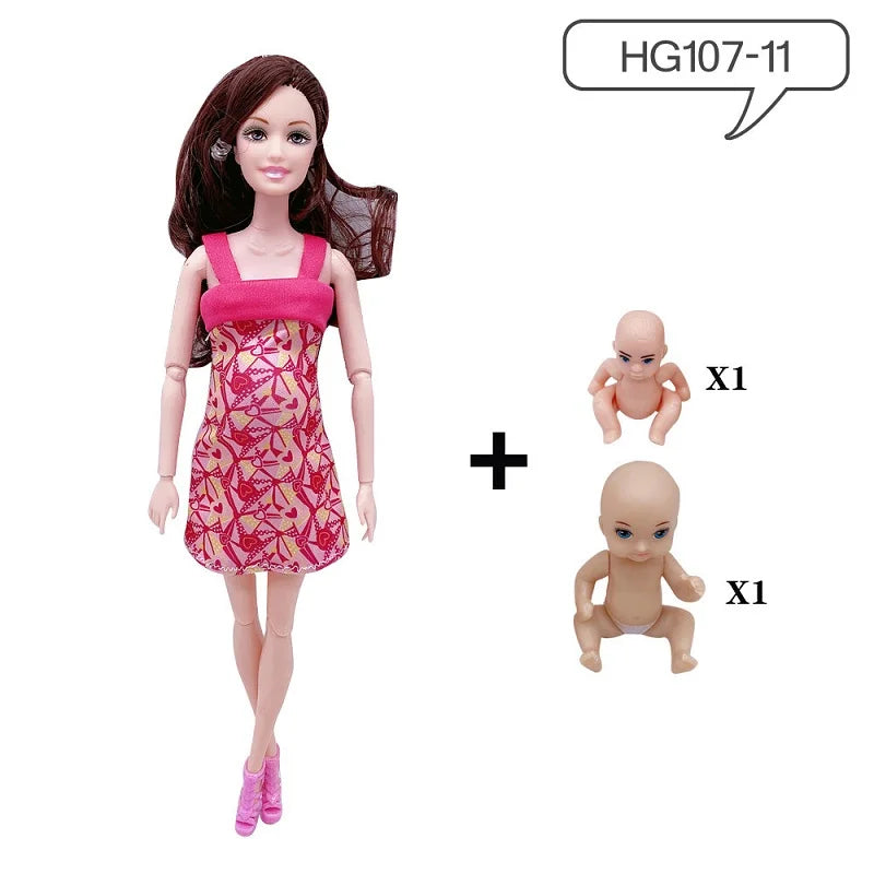 Movable Joints Pregnant Dolls Mom With 2 Babies 11.8''/30cm