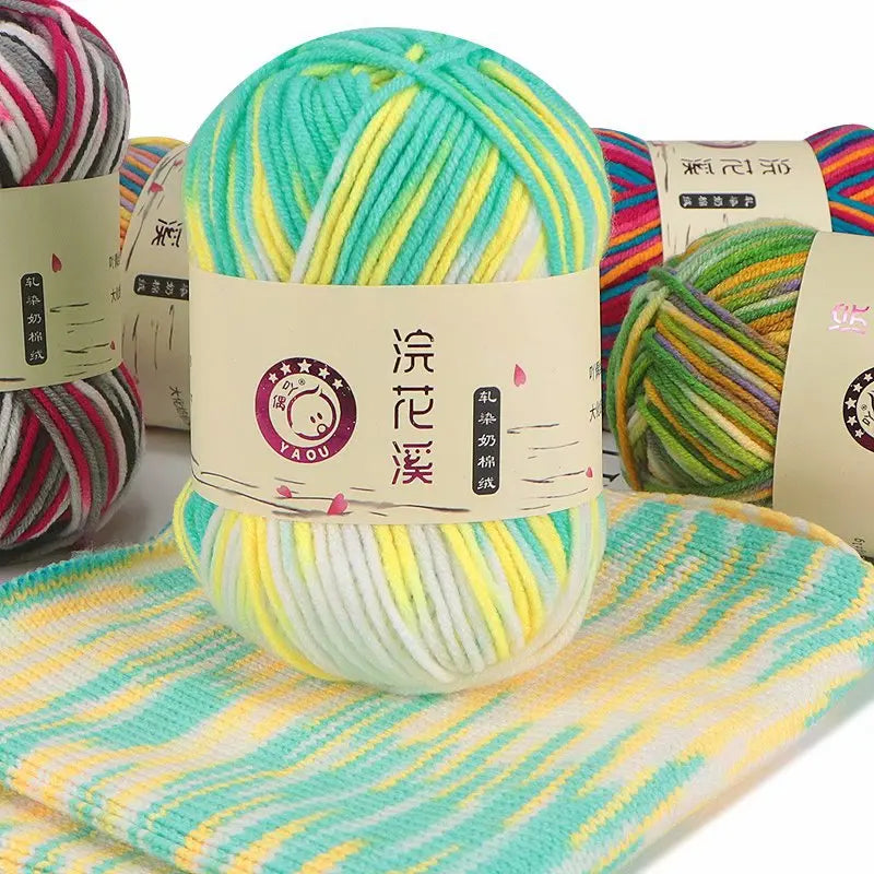 Colorful Soft Cotton Yarn 5Strands 50g 2.5mm