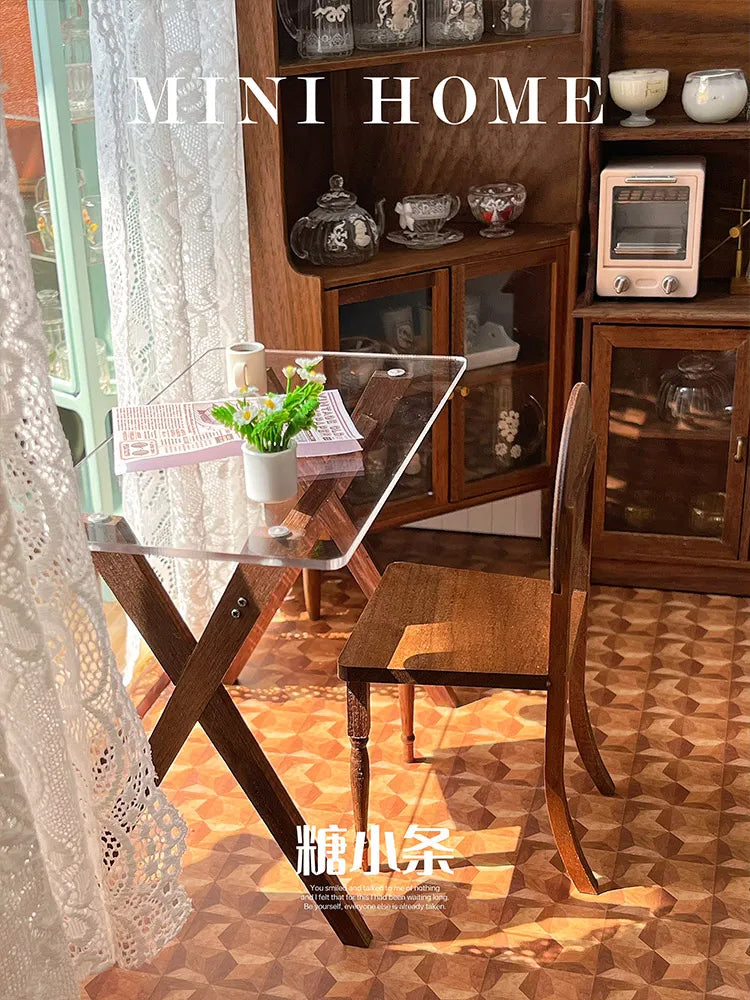 Galaxy Transparent table top, Wood Chair selection