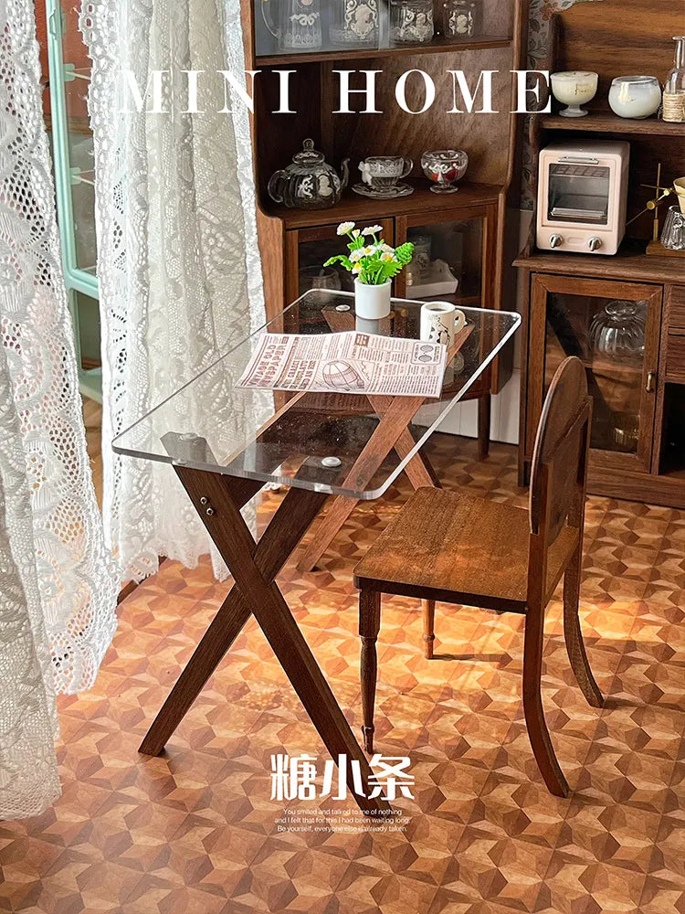 Galaxy Transparent table top, Wood Chair selection
