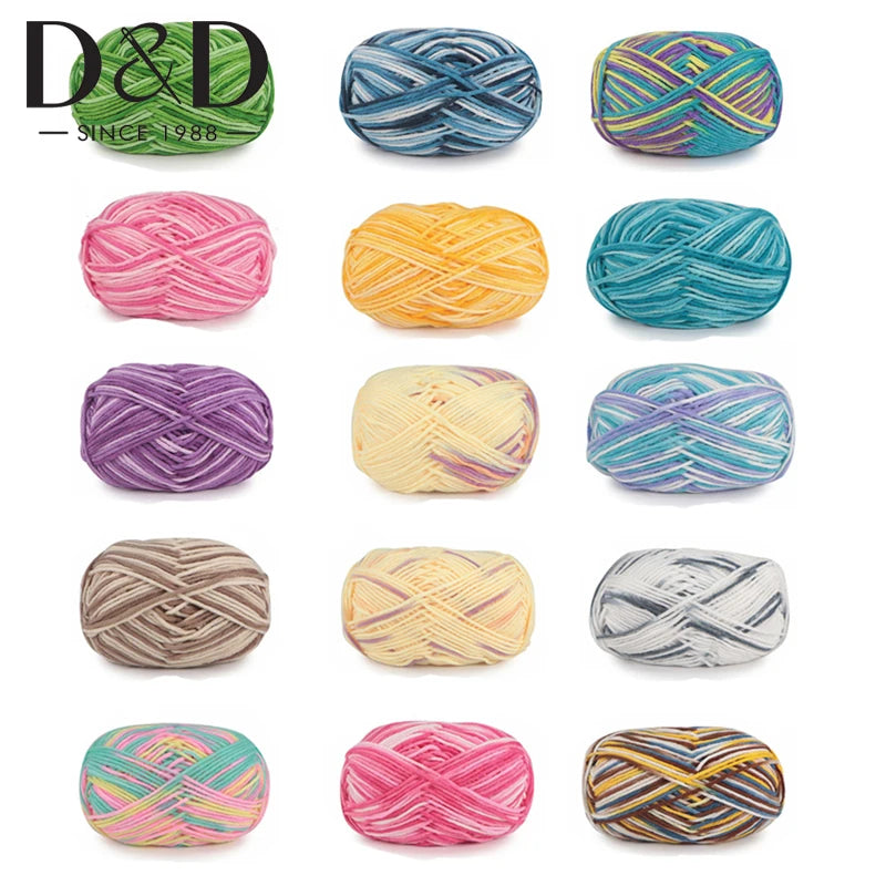 Colorful Soft Cotton Yarn 5Strands 50g 2.5mm