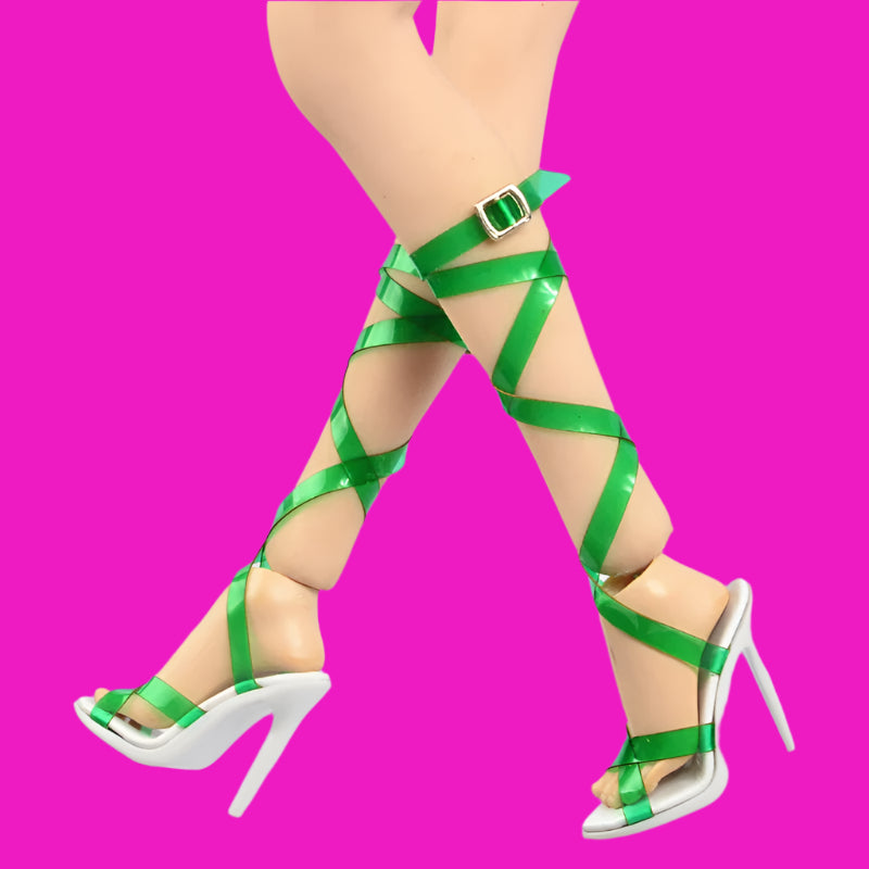 DNA Designer Collection 1 Lace Up High-heeled Shoes Sandals with Chain