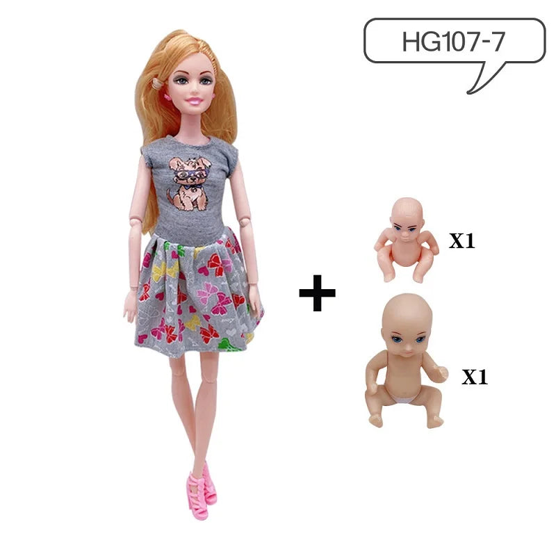 Movable Joints Pregnant Dolls Mom With 2 Babies 11.8''/30cm