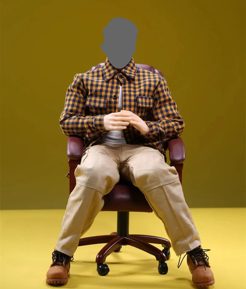 Casual Wear Open Collar Plaid Shirt  & Multi Pocket Cargo Pants variety
