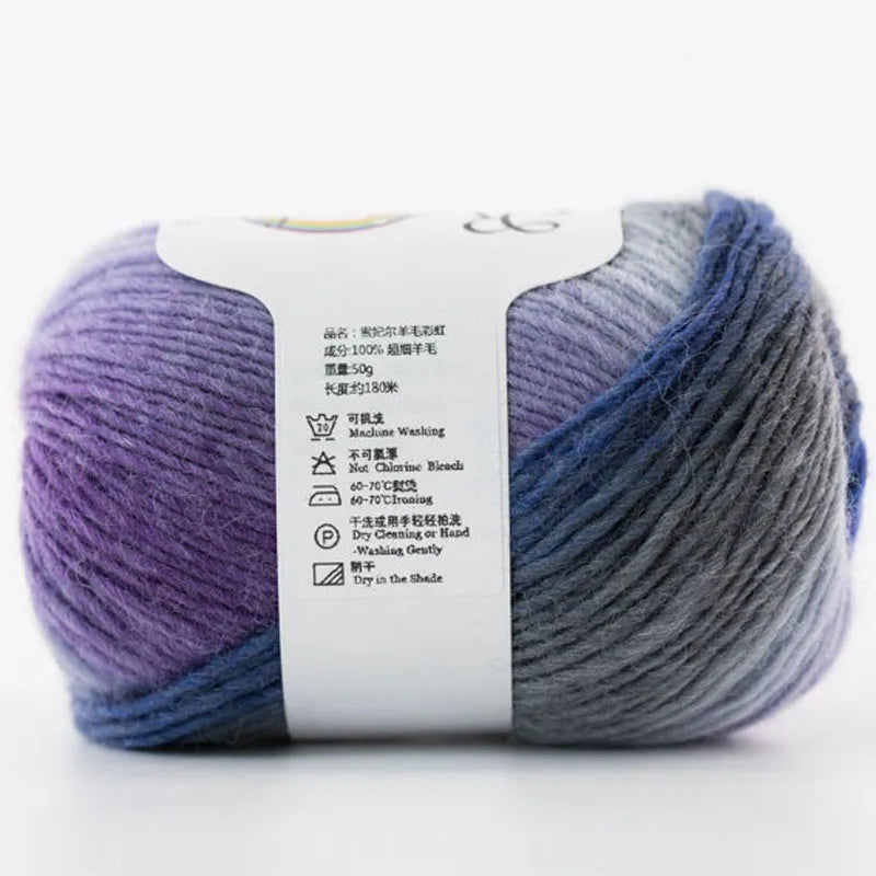 Cashmere  Wool Yarn Rainbow Color for Hand Knitting  & Crochet