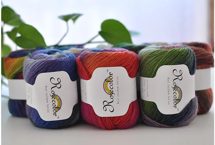 Cashmere  Wool Yarn Rainbow Color for Hand Knitting  & Crochet