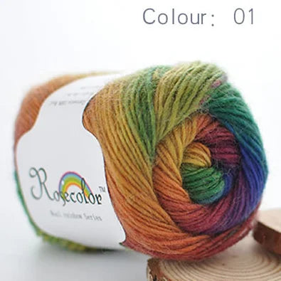 Cashmere  Wool Yarn Rainbow Color for Hand Knitting  & Crochet