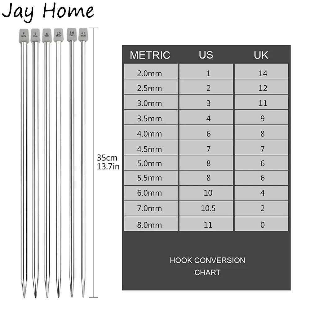 22Pcs Stainless Steel Knitting Needles 2 mm-8 mm