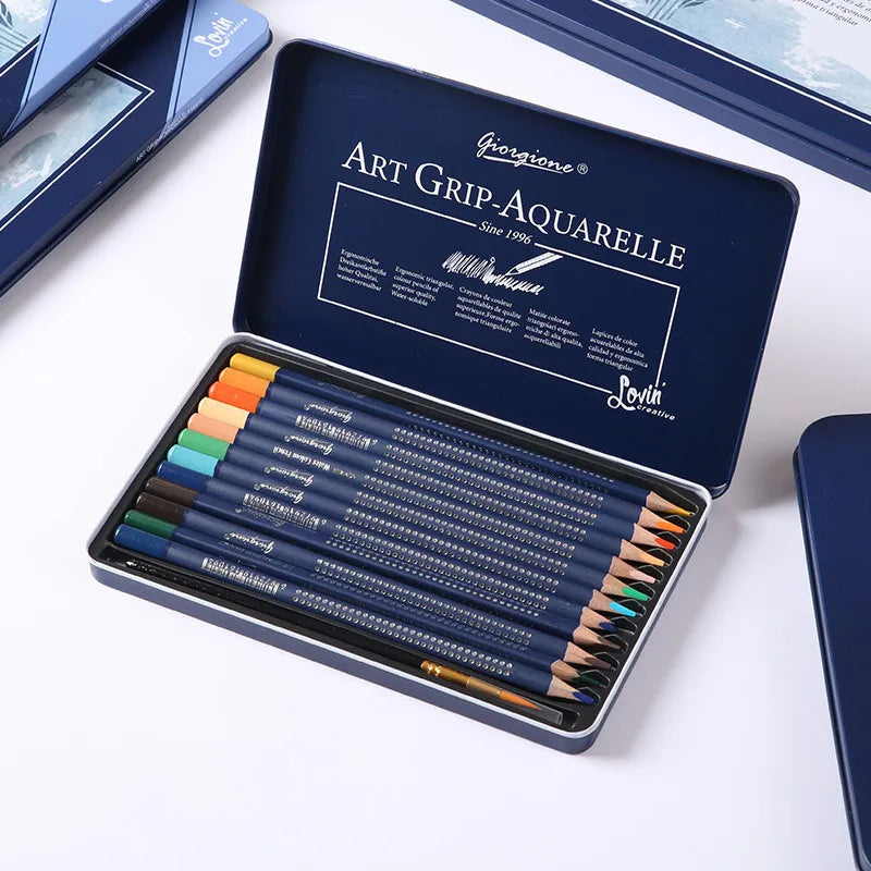 Professional Watercolor Pencil Set 12/36 Coloured Pencils Water Soluble