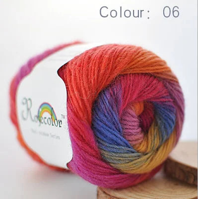 Cashmere  Wool Yarn Rainbow Color for Hand Knitting  & Crochet