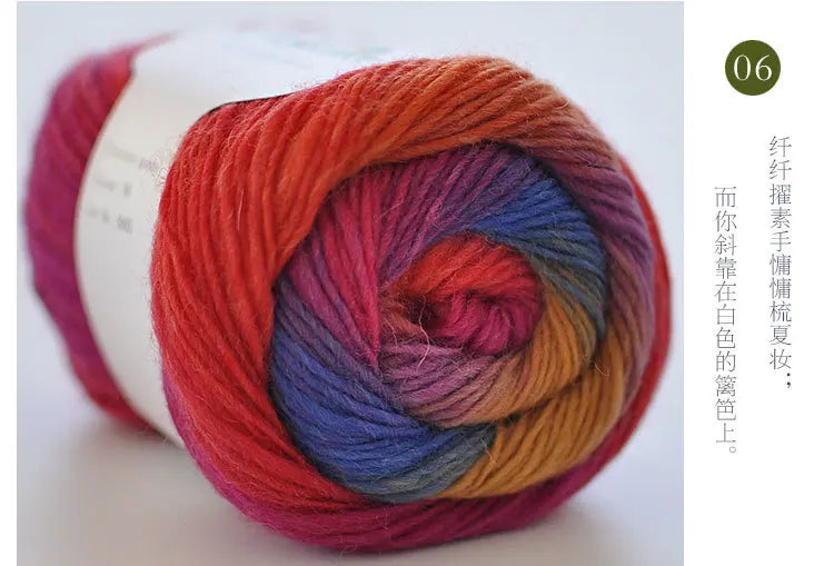 Cashmere  Wool Yarn Rainbow Color for Hand Knitting  & Crochet