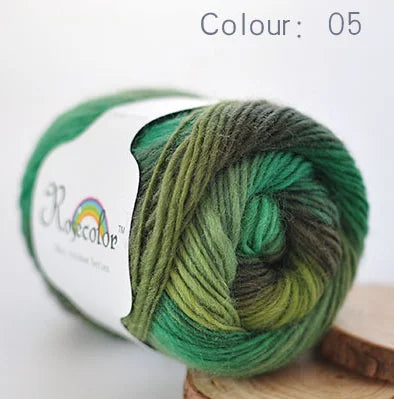 Cashmere  Wool Yarn Rainbow Color for Hand Knitting  & Crochet