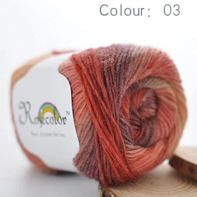 Cashmere  Wool Yarn Rainbow Color for Hand Knitting  & Crochet