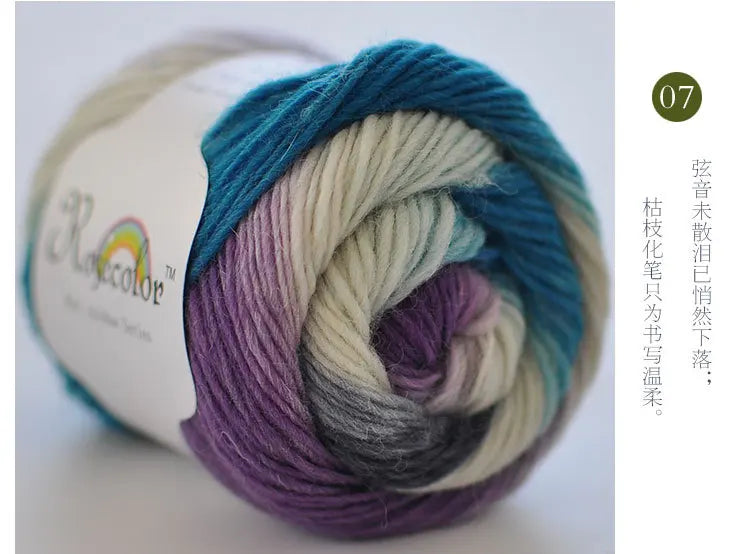 Cashmere  Wool Yarn Rainbow Color for Hand Knitting  & Crochet