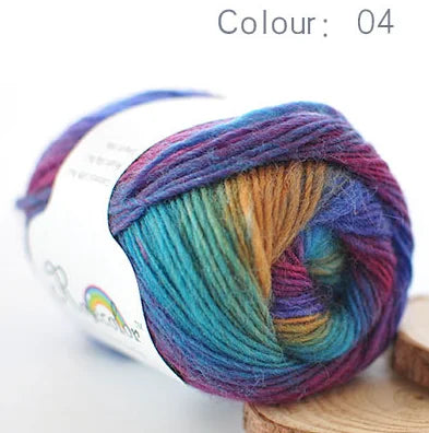 Cashmere  Wool Yarn Rainbow Color for Hand Knitting  & Crochet