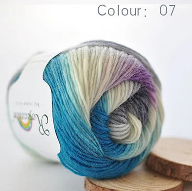 Cashmere  Wool Yarn Rainbow Color for Hand Knitting  & Crochet