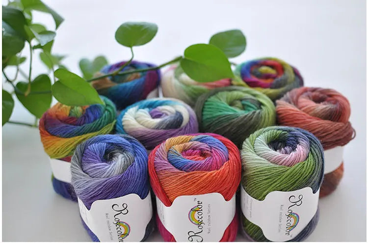 Cashmere  Wool Yarn Rainbow Color for Hand Knitting  & Crochet