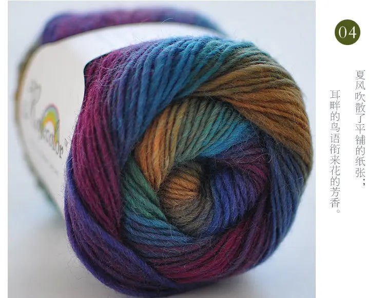 Cashmere  Wool Yarn Rainbow Color for Hand Knitting  & Crochet