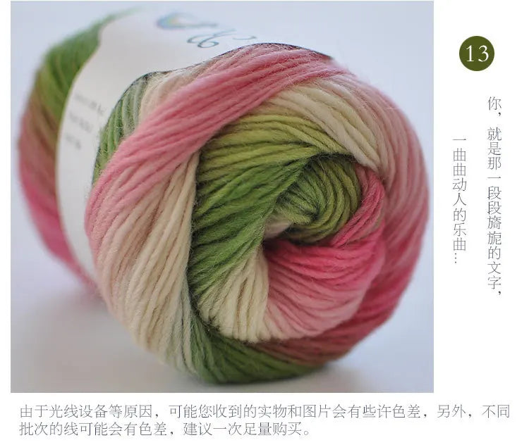 Cashmere  Wool Yarn Rainbow Color for Hand Knitting  & Crochet