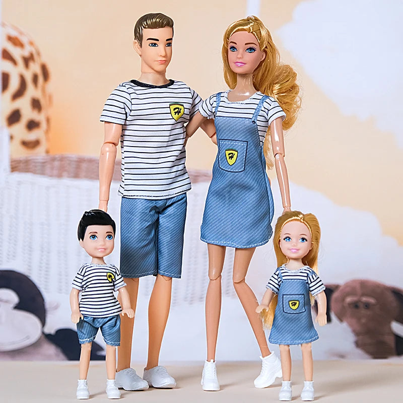 1/6 Doll Family, Set of 4 People Mom Dad Kids 30cm