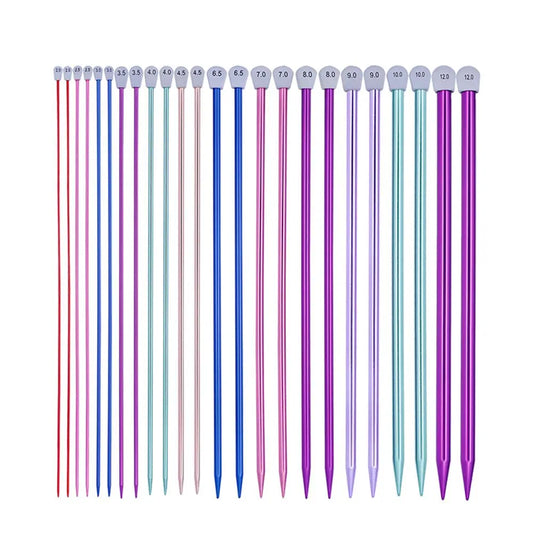 Rainbow Single Pointed Knitting Needles Pins Straight Aluminum 35cm 2.0-12mm