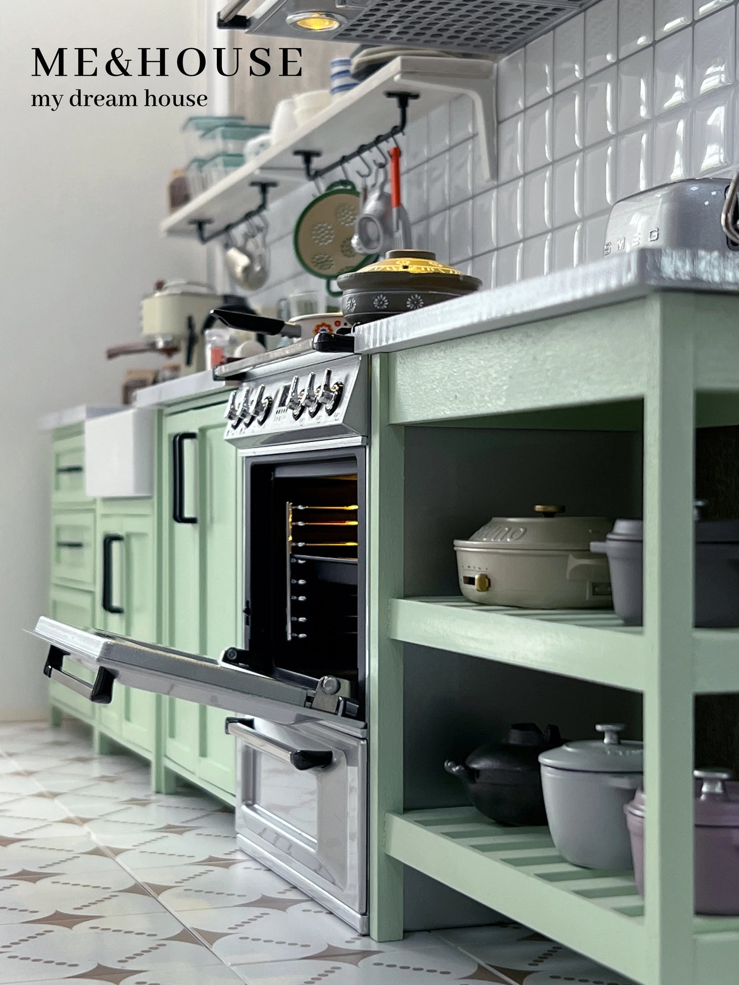 1/6  Kitchen Stove Oven Cooking Bench