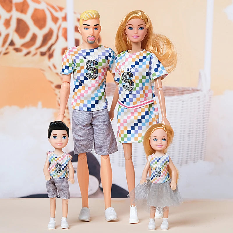 1/6 Doll Family, Set of 4 People Mom Dad Kids 30cm