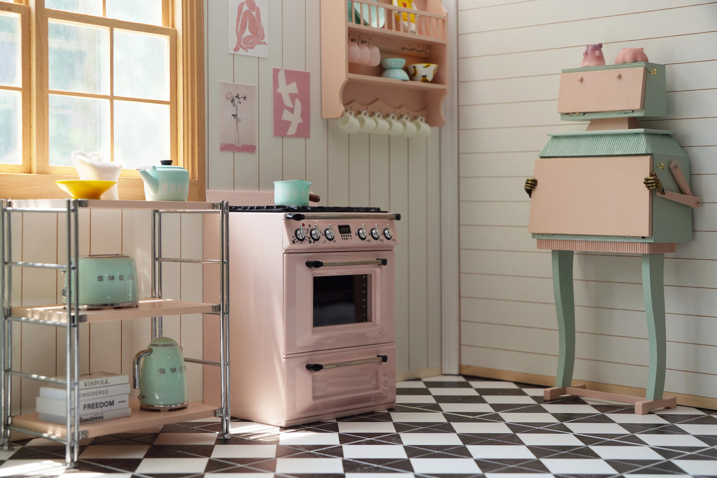 1/6  Kitchen Stove Oven Cooking Bench