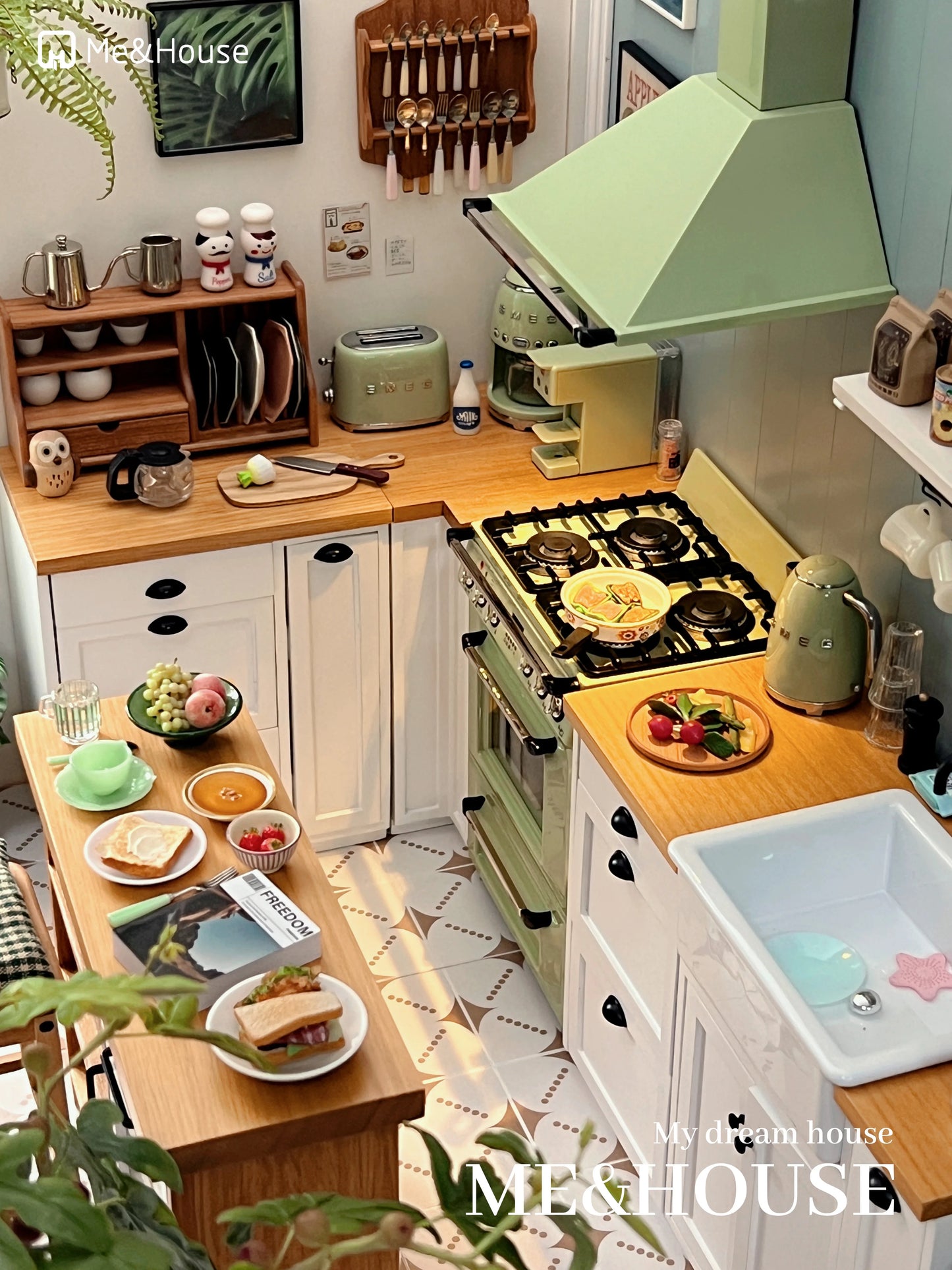 1/6  Kitchen Stove Oven Cooking Bench