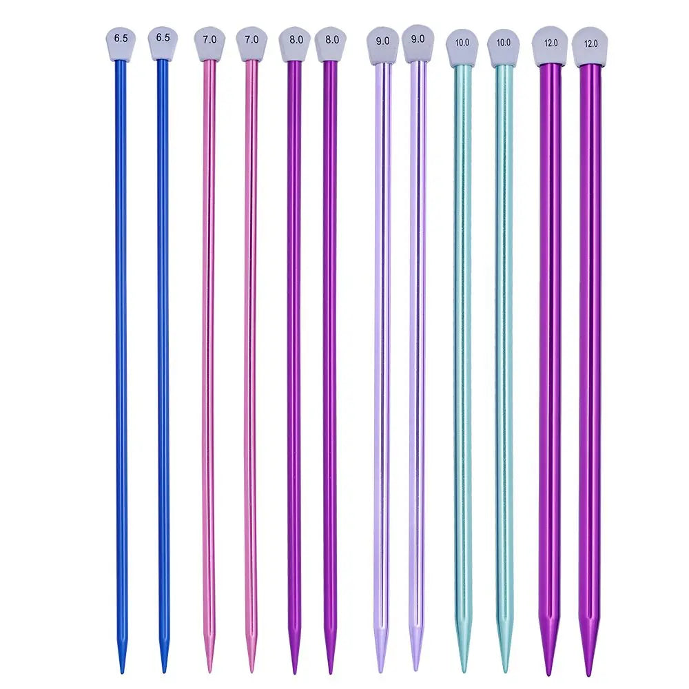 Rainbow Single Pointed Knitting Needles Pins Straight Aluminum 35cm 2.0-12mm