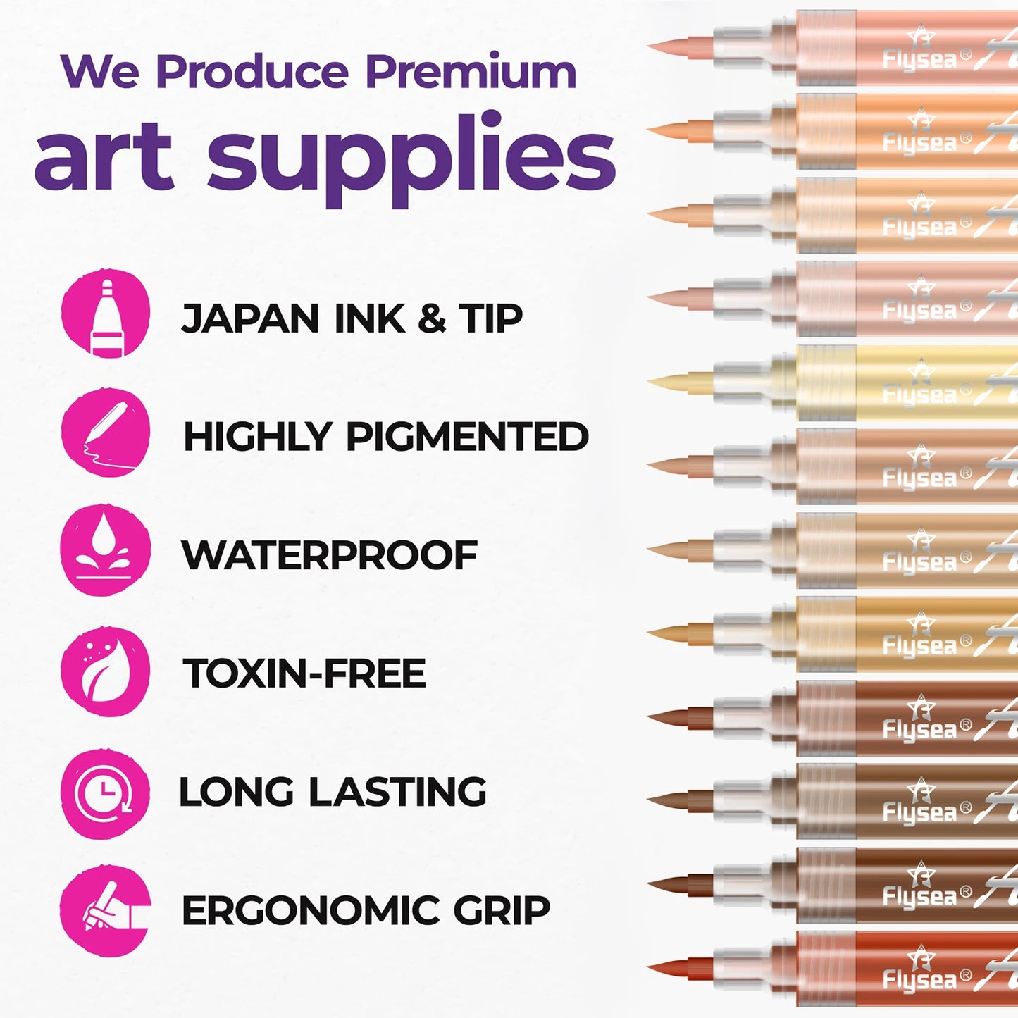 12 Acrylic Skin Tone Colors Paint Pens Brush