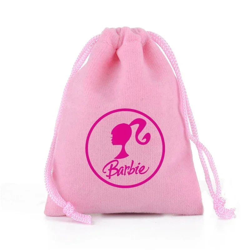 Barbies Drawstring Pocket Pink Plush Soft Storage Bags