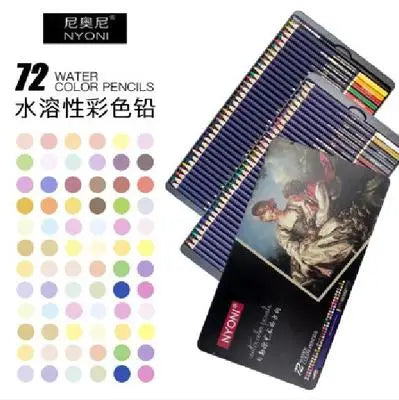 NYONI Watercolor Pencil 12/24/36/48/72/100 Water Soluble Vibrant Colored Pencils Tin Box