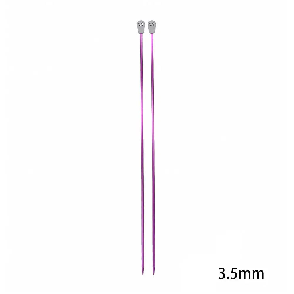 Rainbow Single Pointed Knitting Needles Pins Straight Aluminum 35cm 2.0-12mm