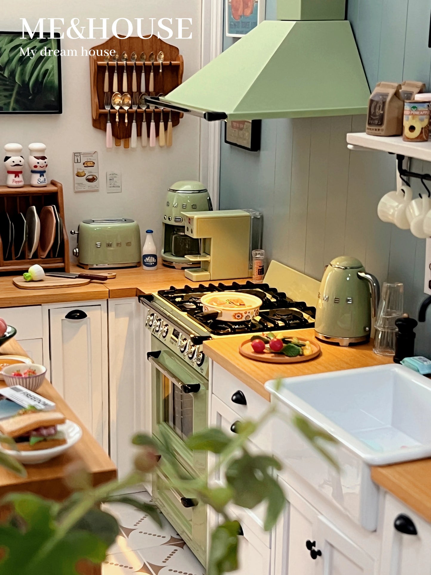 1/6  Kitchen Stove Oven Cooking Bench