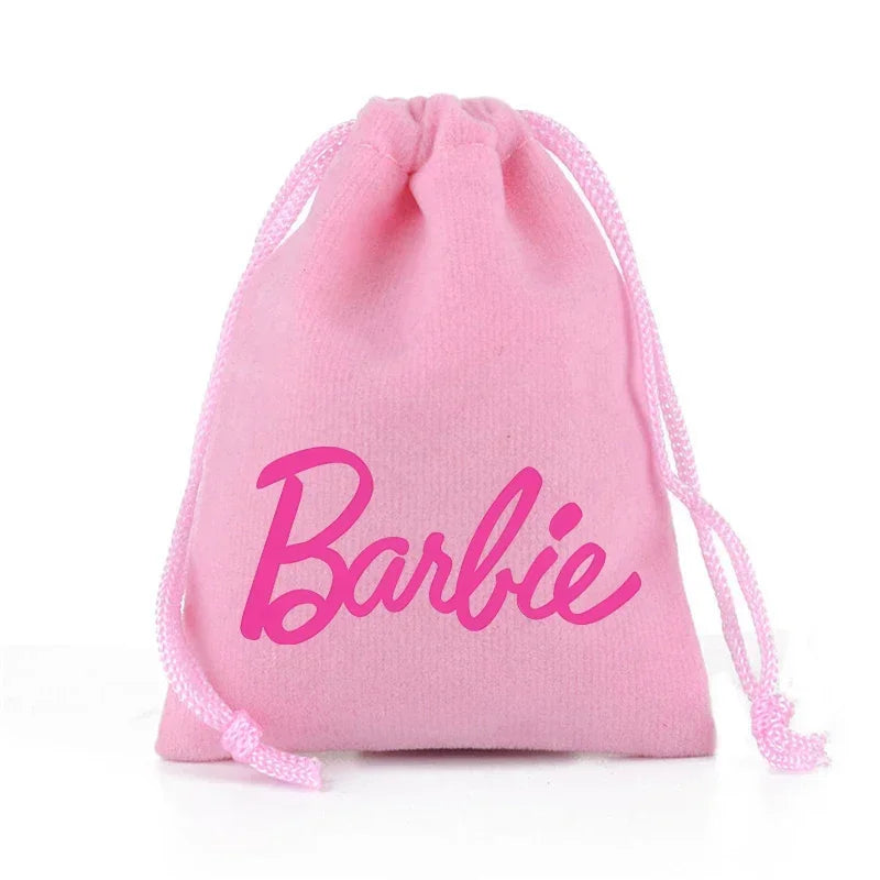 Barbies Drawstring Pocket Pink Plush Soft Storage Bags