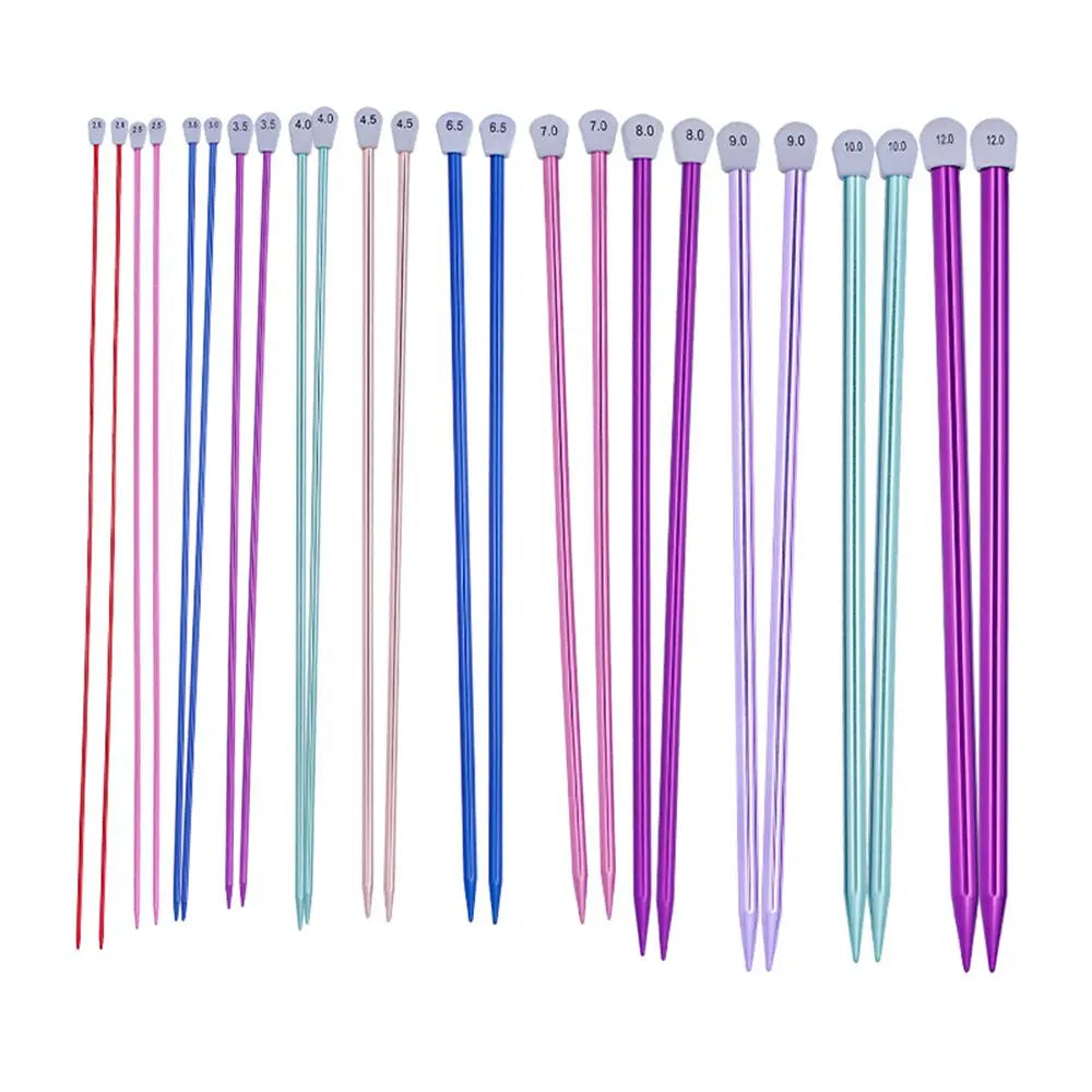 Rainbow Single Pointed Knitting Needles Pins Straight Aluminum 35cm 2.0-12mm