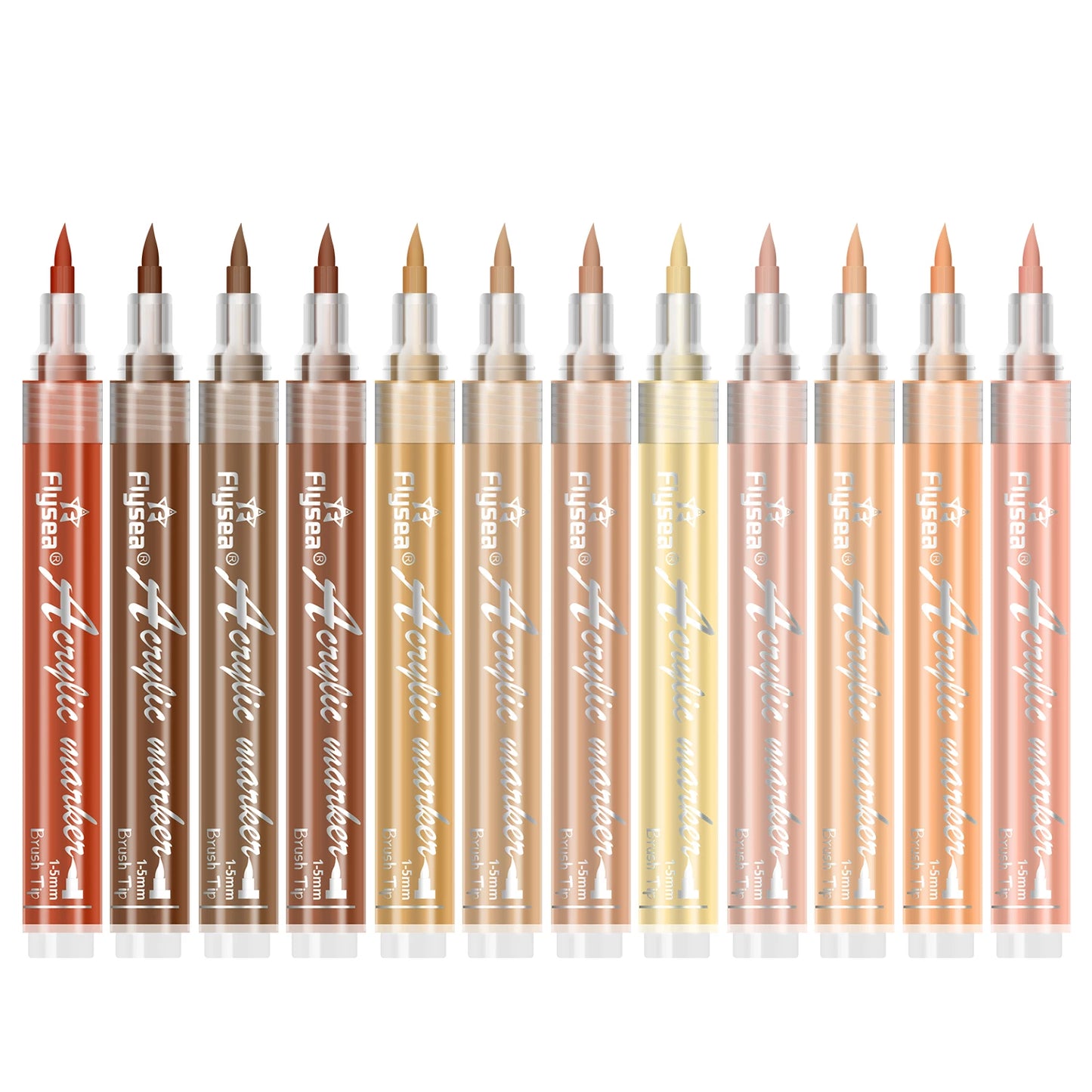 12 Acrylic Skin Tone Colors Paint Pens Brush