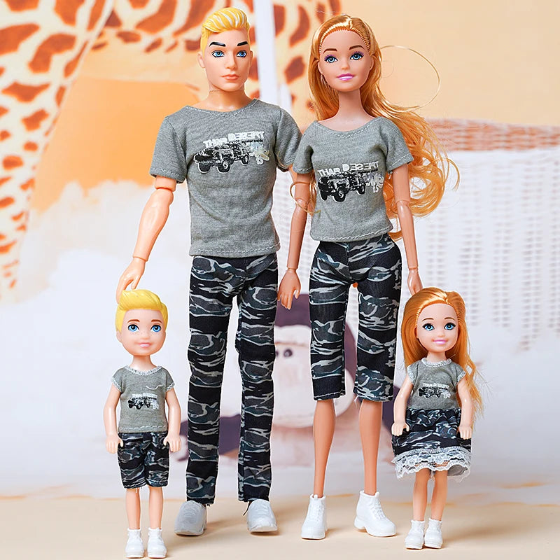 1/6 Doll Family, Set of 4 People Mom Dad Kids 30cm