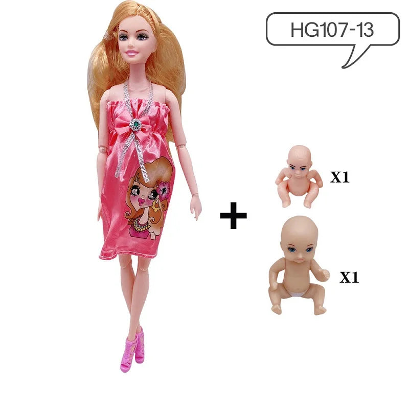 Movable Joints Pregnant Dolls Mom With 2 Babies  11.8''/30cm