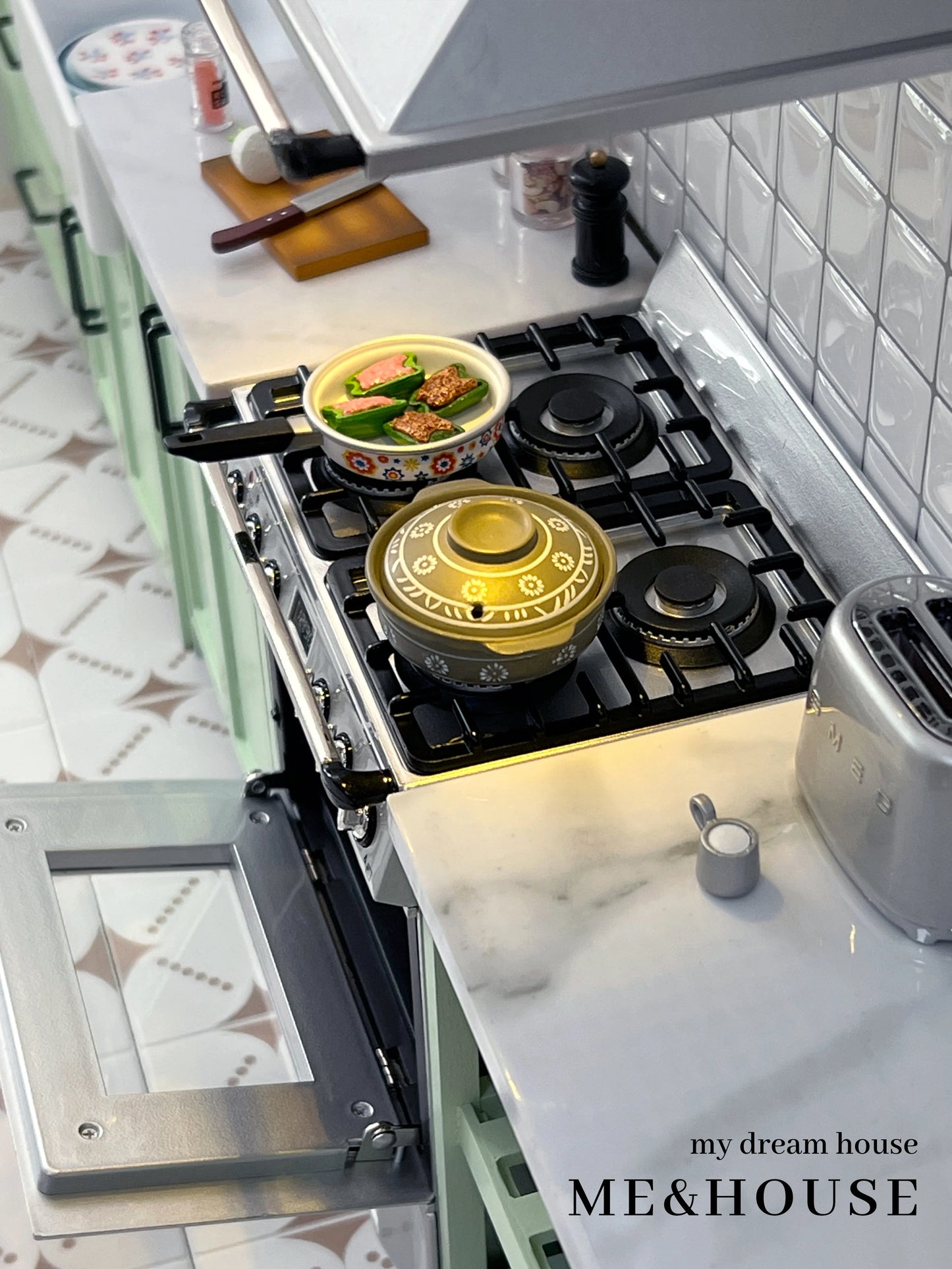 1/6  Kitchen Stove Oven Cooking Bench